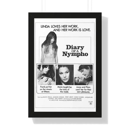 DIARY OF A NYMPHO 1973 - Framed Movie Poster 16″ x 24″ Black - The Sticker Space
