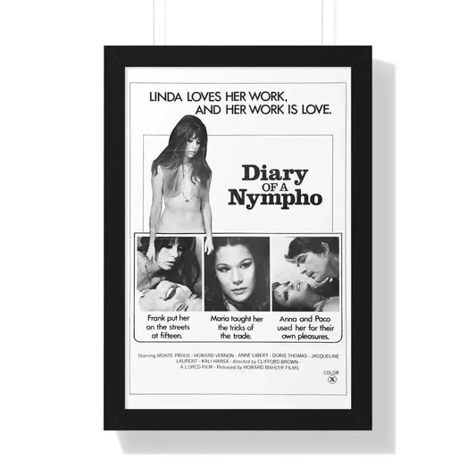 DIARY OF A NYMPHO 1973 - Framed Movie Poster 16″ x 24″ Black - The Sticker Space