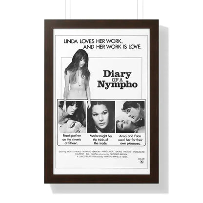 DIARY OF A NYMPHO 1973 - Framed Movie Poster 16″ x 24″ Walnut - The Sticker Space