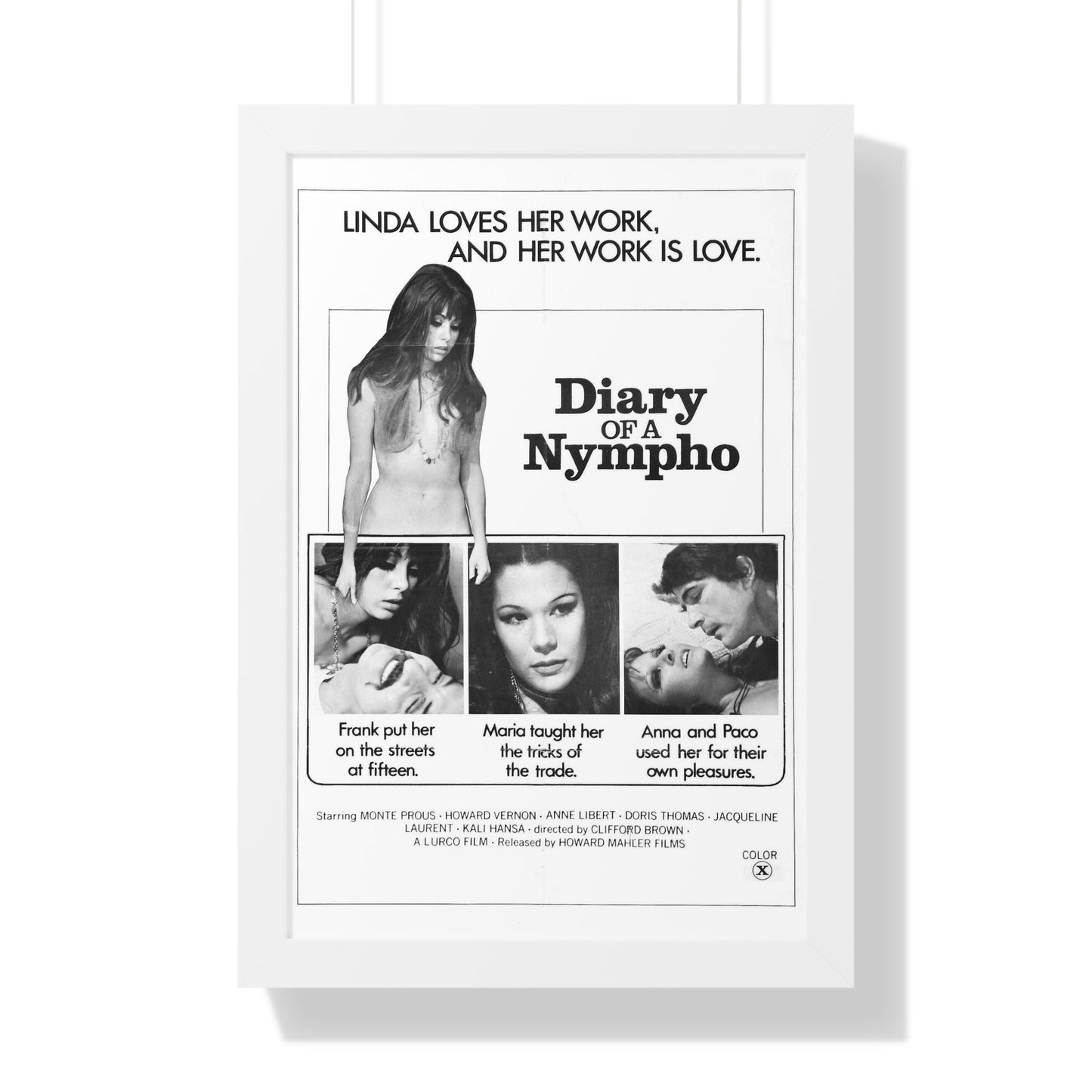 DIARY OF A NYMPHO 1973 - Framed Movie Poster-16″ x 24″-The Sticker Space