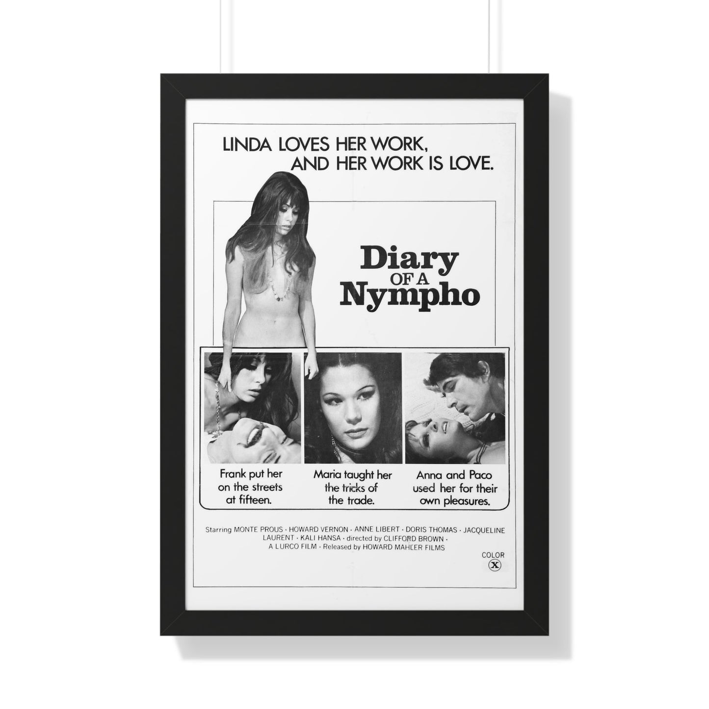 DIARY OF A NYMPHO 1973 - Framed Movie Poster-20" x 30"-The Sticker Space