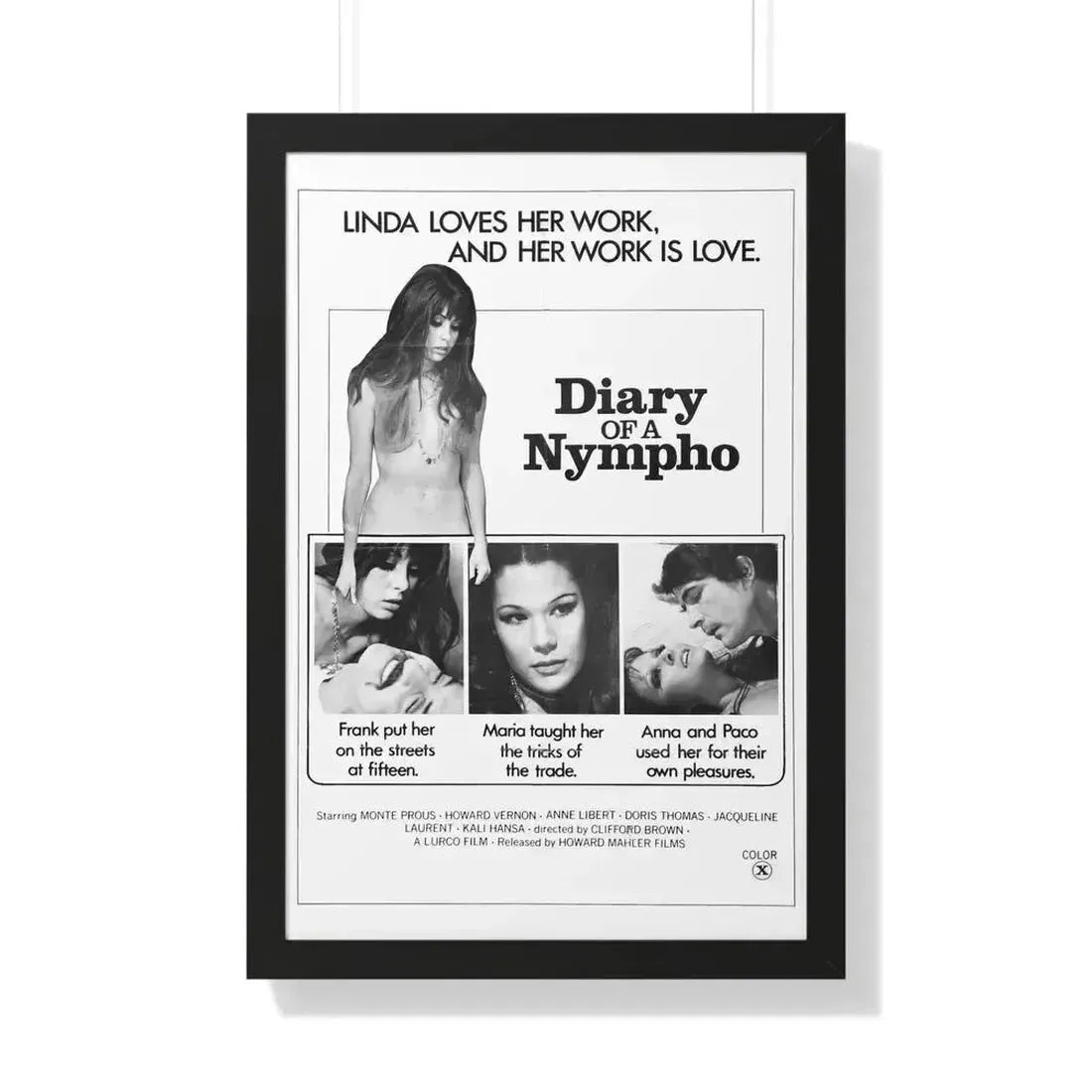 DIARY OF A NYMPHO 1973 - Framed Movie Poster 20" x 30" Black - The Sticker Space