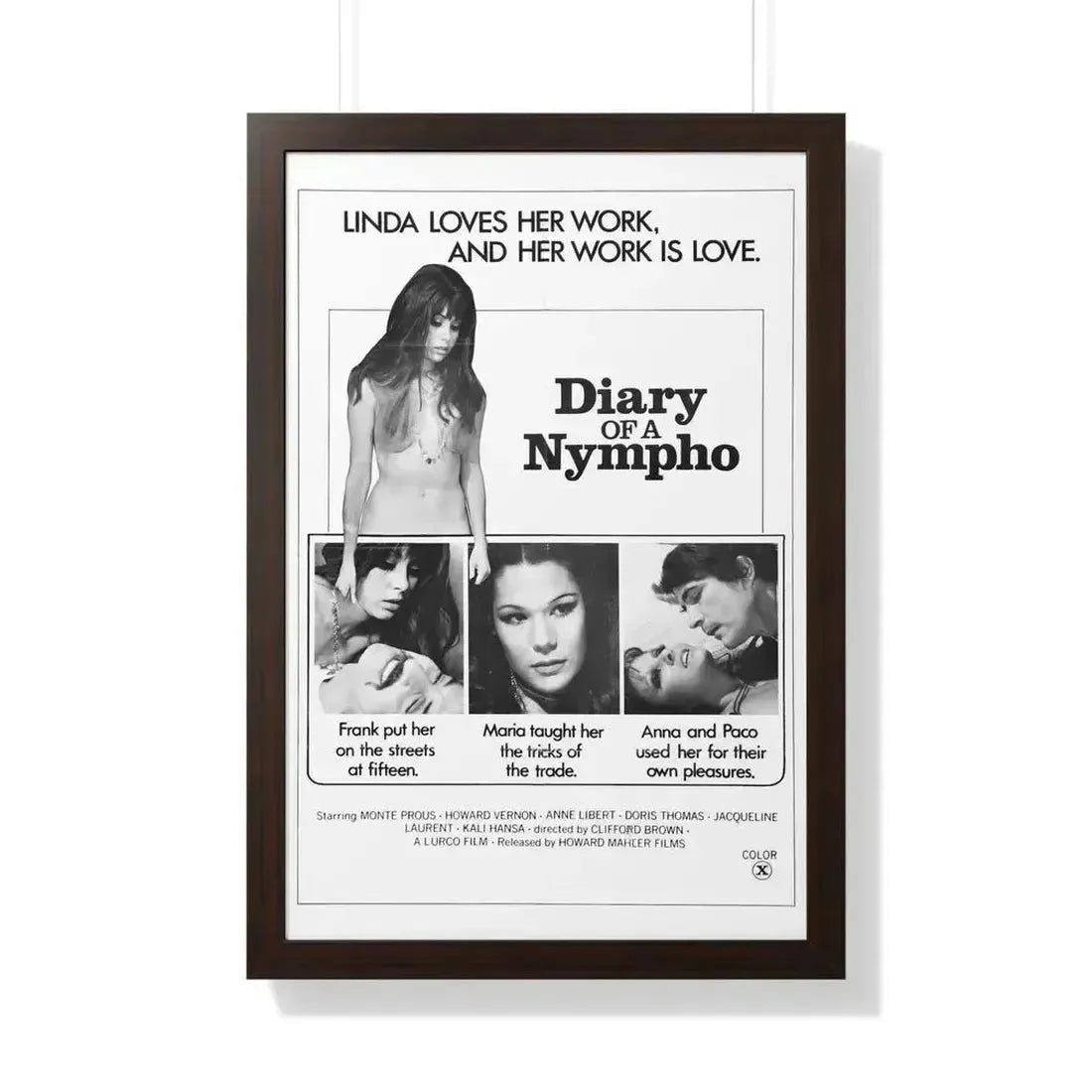 DIARY OF A NYMPHO 1973 - Framed Movie Poster 20" x 30" Walnut - The Sticker Space