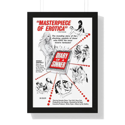 DIARY OF A SINNER 1974 - Framed Movie Poster 16″ x 24″ Black - The Sticker Space