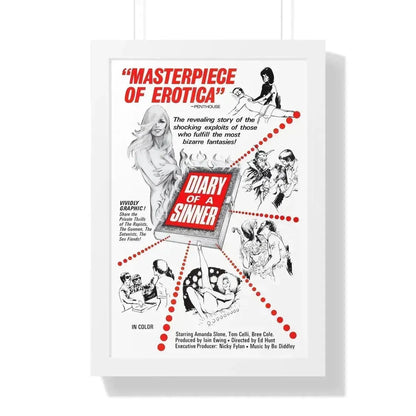 DIARY OF A SINNER 1974 - Framed Movie Poster 16″ x 24″ White - The Sticker Space