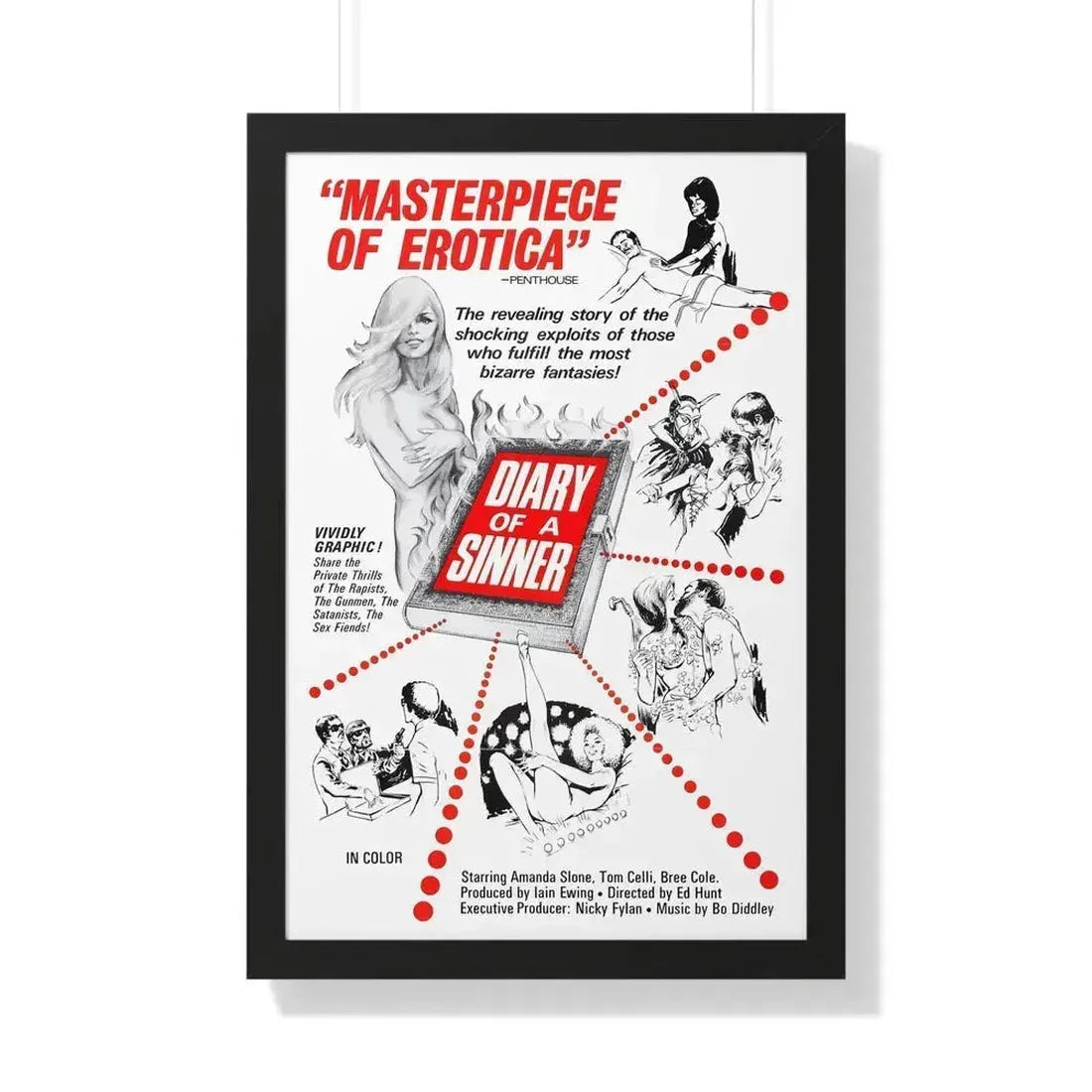 DIARY OF A SINNER 1974 - Framed Movie Poster 20" x 30" Black - The Sticker Space