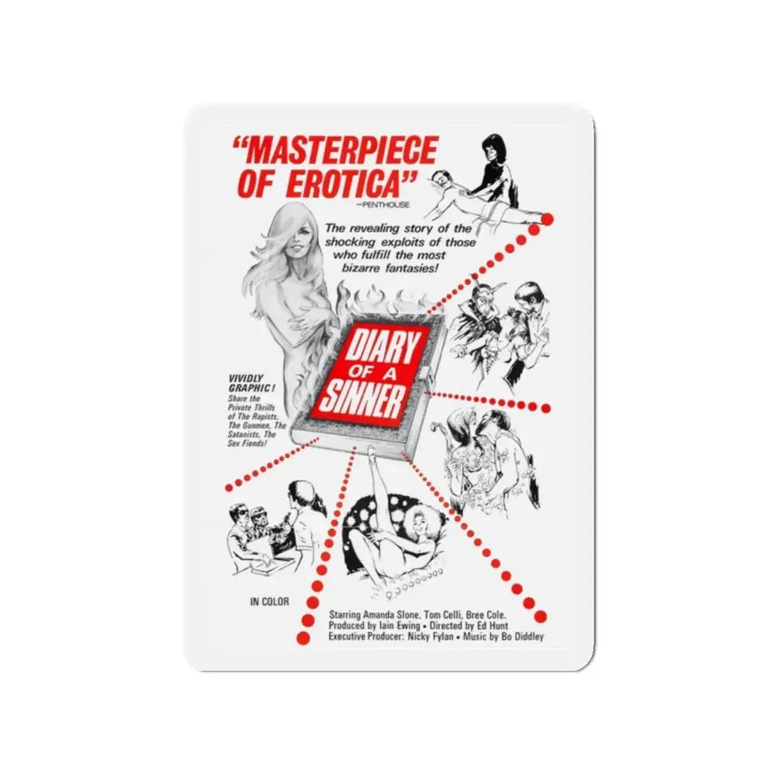 DIARY OF A SINNER 1974 Movie Poster - Refrigerator Magnet 2 Inch - The Sticker Space
