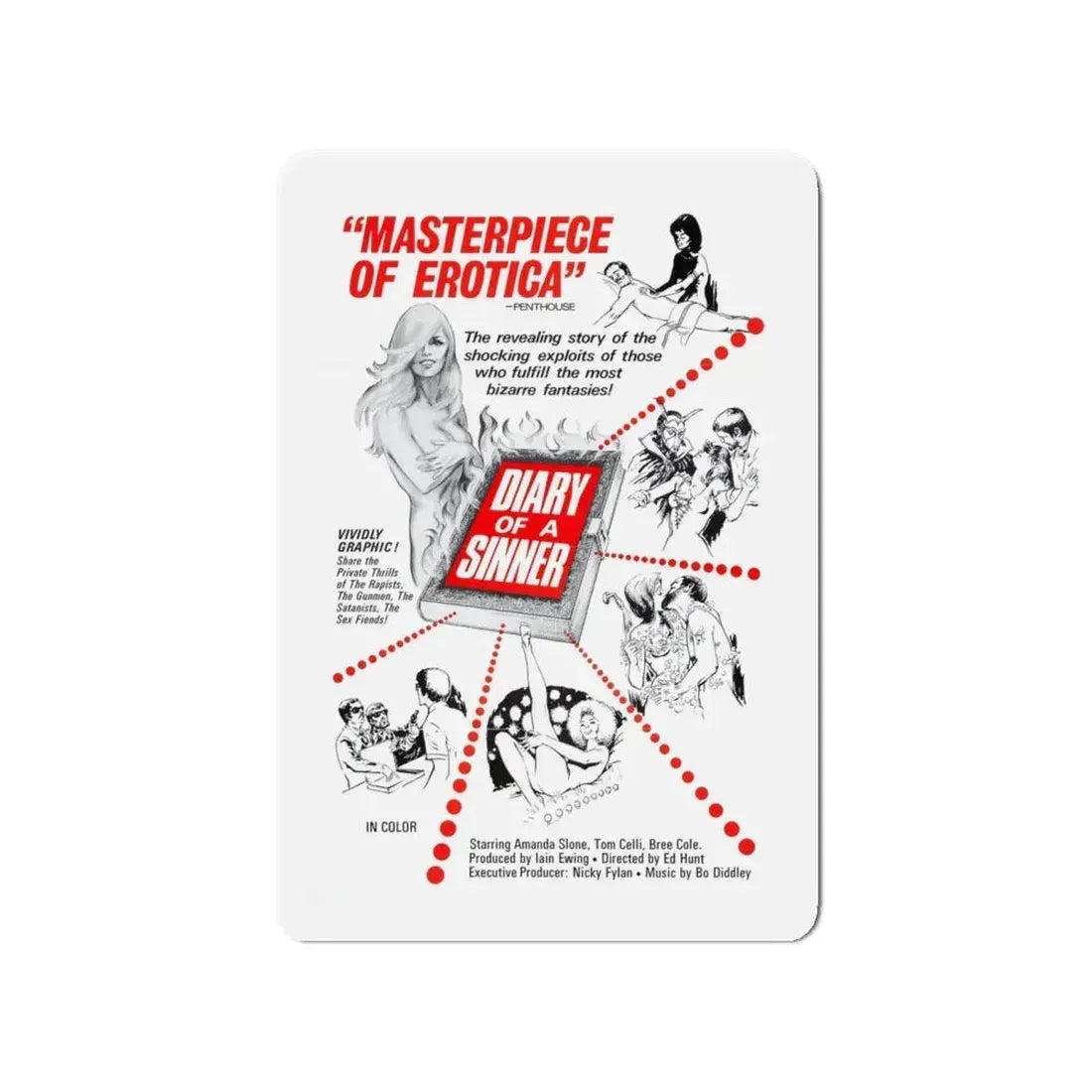 DIARY OF A SINNER 1974 Movie Poster - Refrigerator Magnet 4 Inch - The Sticker Space