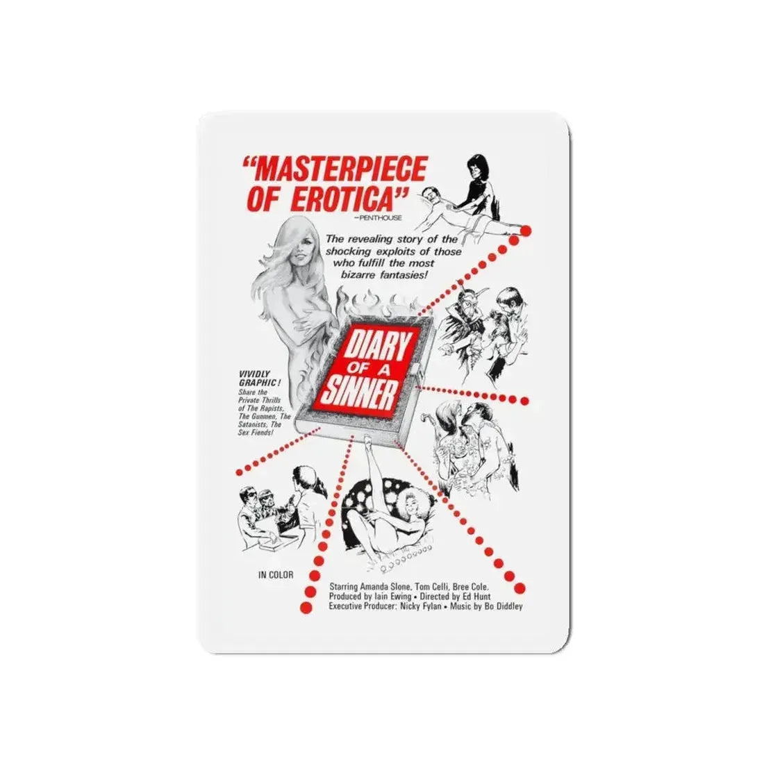 DIARY OF A SINNER 1974 Movie Poster - Refrigerator Magnet - The Sticker Space