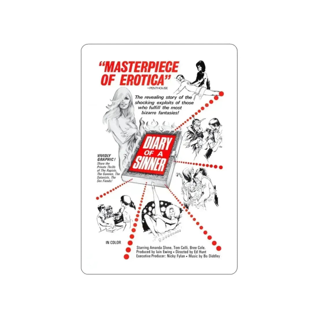 DIARY OF A SINNER 1974 Movie Poster STICKER Vinyl Die-Cut Decal 2 Inch - The Sticker Space