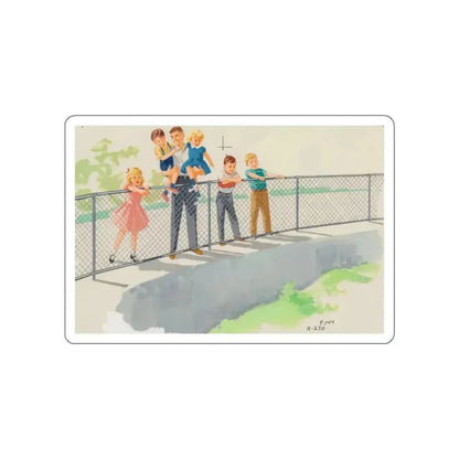 Dick and Jane Fun With Our Friends, interior illustration (1), 1965 (Magazine Illustration) STICKER Vinyl Die-Cut Decal White Die-Cut 5 Inch - The Sticker Space