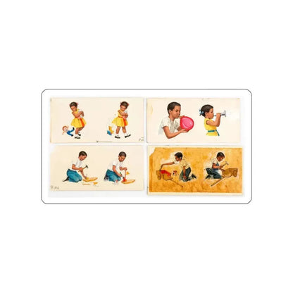 Dick and Jane illustration, Group of 4 (Scott, Foresman & Co., 1951) (Magazine Illustration) STICKER Vinyl Die-Cut Decal - The Sticker Space