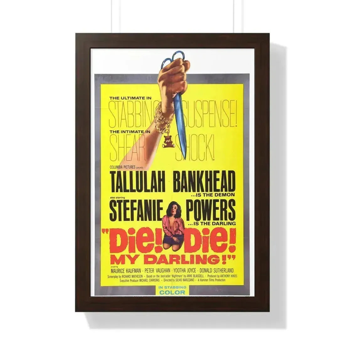 DIE! DIE! MY DARLING! 1965 - Framed Movie Poster 16″ x 24″ Walnut - The Sticker Space