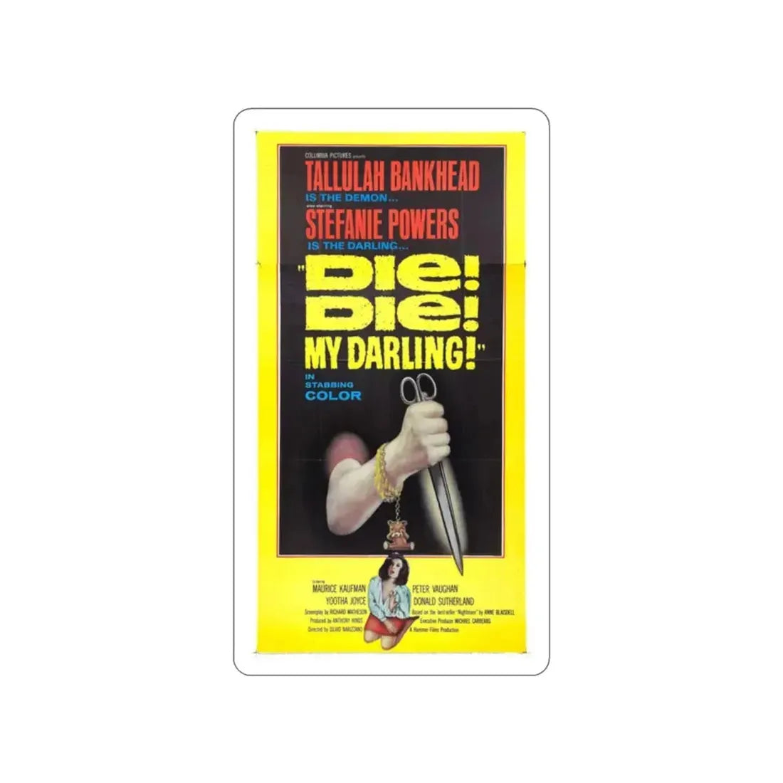 DIE! DIE! MY DARLING! (2) 1965 Movie Poster STICKER Vinyl Die-Cut Decal 2 Inch - The Sticker Space