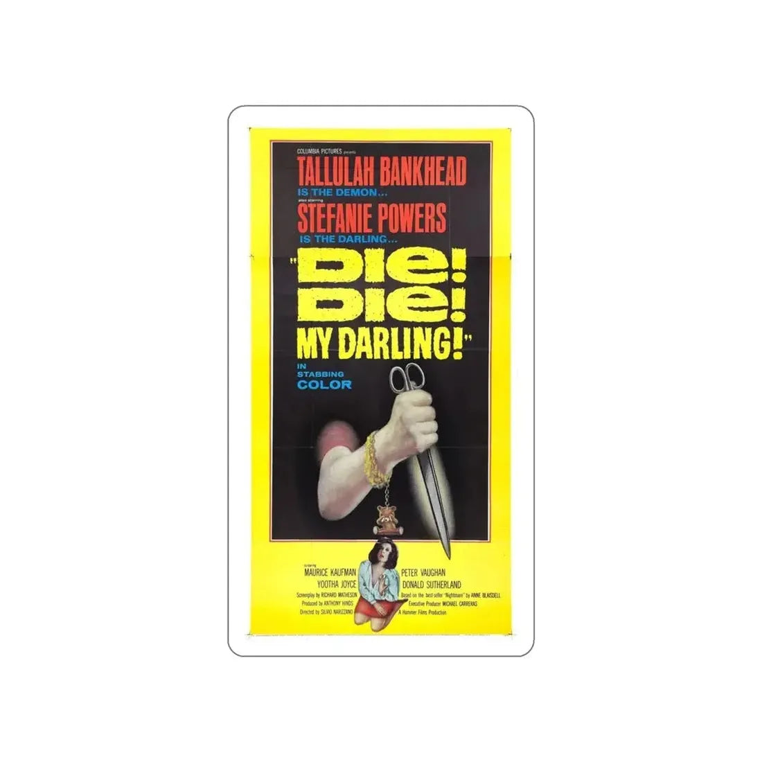 DIE! DIE! MY DARLING! (2) 1965 Movie Poster STICKER Vinyl Die-Cut Decal - The Sticker Space