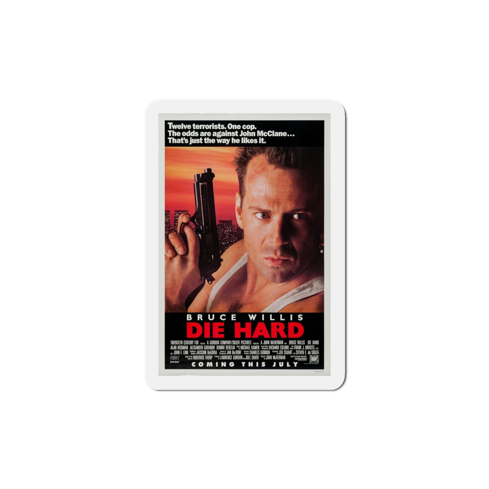 Die Hard 1988 Movie Poster Die-Cut Magnet-The Sticker Space