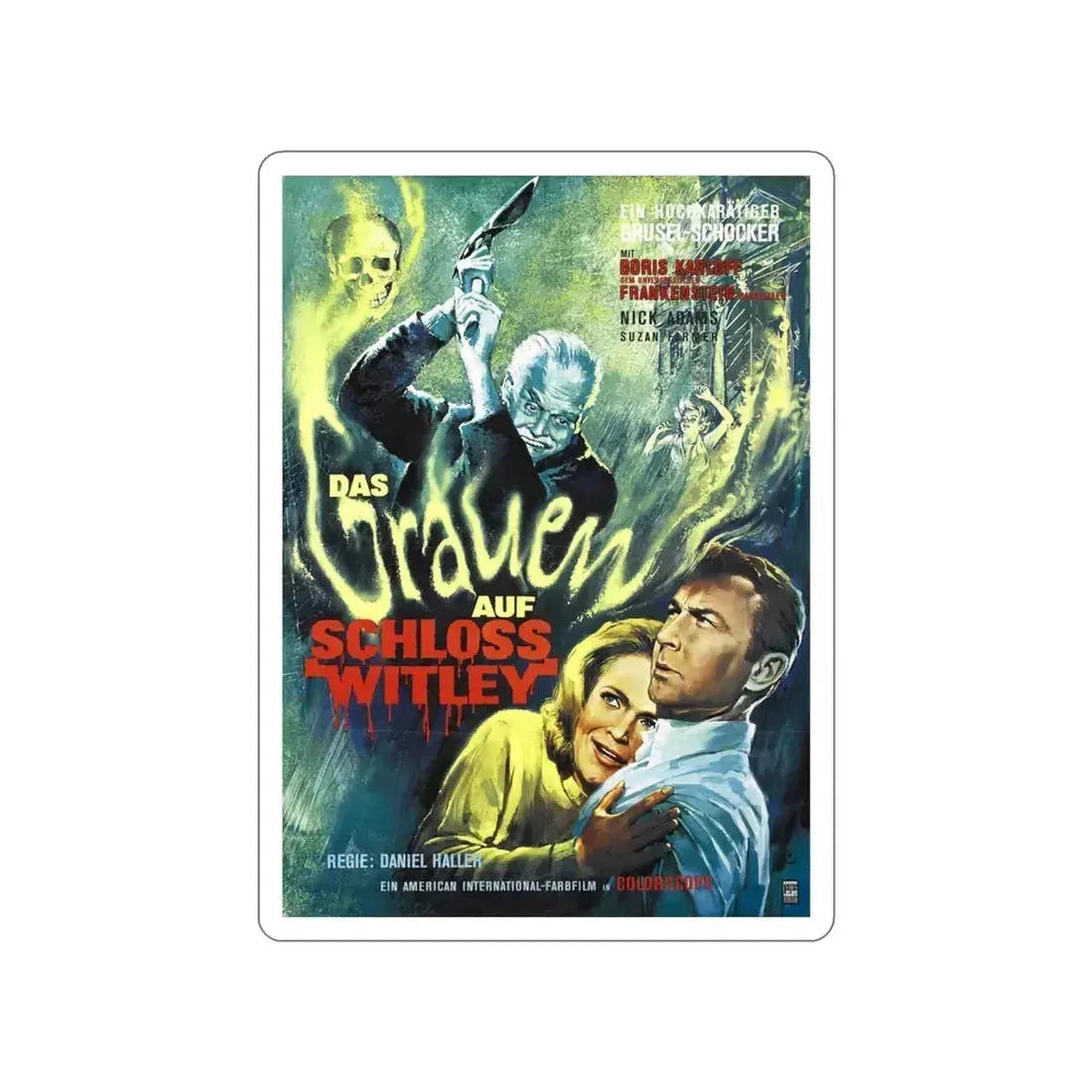 DIE MONSTER DIE (GERMAN) 1965 Movie Poster STICKER Vinyl Die-Cut Decal 4 Inch - The Sticker Space