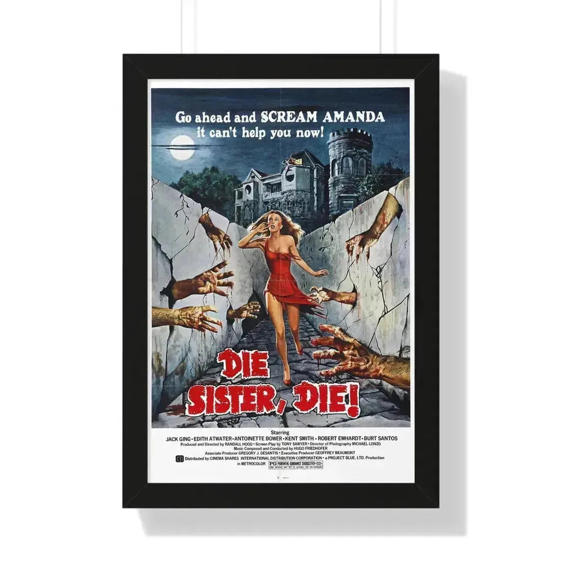 DIE SISTER, DIE! 1972 - Framed Movie Poster 16″ x 24″ Black - The Sticker Space