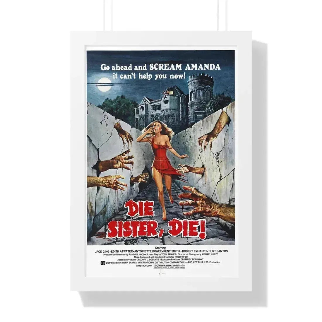 DIE SISTER, DIE! 1972 - Framed Movie Poster 16″ x 24″ White - The Sticker Space