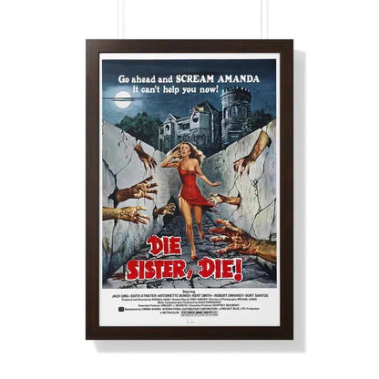 DIE SISTER, DIE! 1972 - Framed Movie Poster 20" x 30" Walnut - The Sticker Space