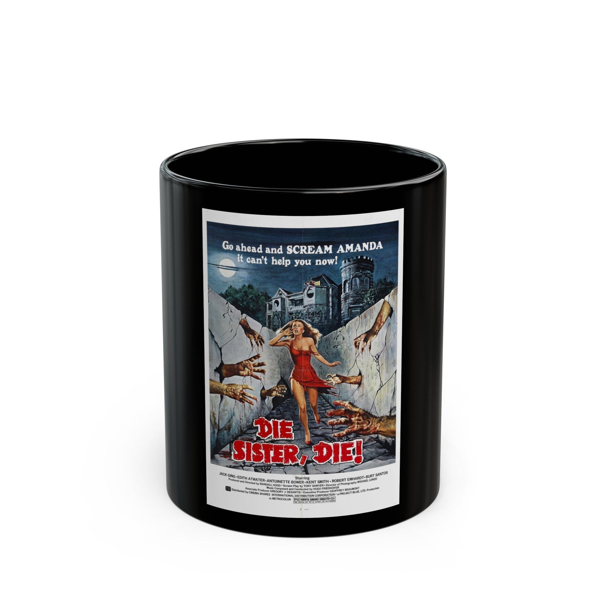 DIE SISTER, DIE! 1972 Movie Poster - Black Coffee Mug-11oz-The Sticker Space