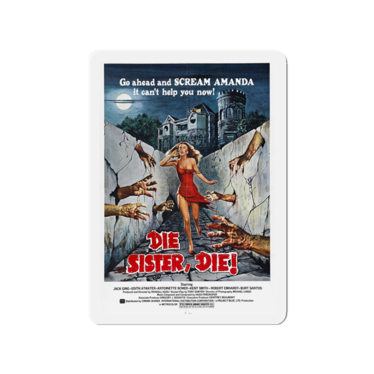 DIE SISTER, DIE! 1972 Movie Poster - Die-Cut Magnet-2" x 2"-The Sticker Space