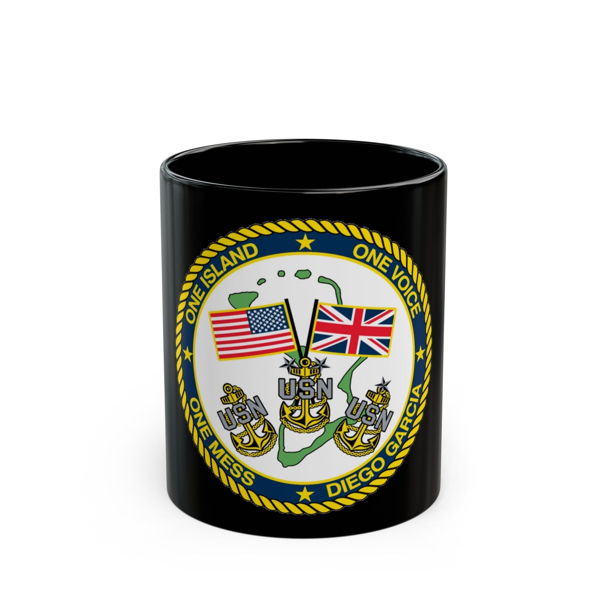 Diego Garcia One Mess (U.S. Navy) Black Coffee Mug-11oz-The Sticker Space