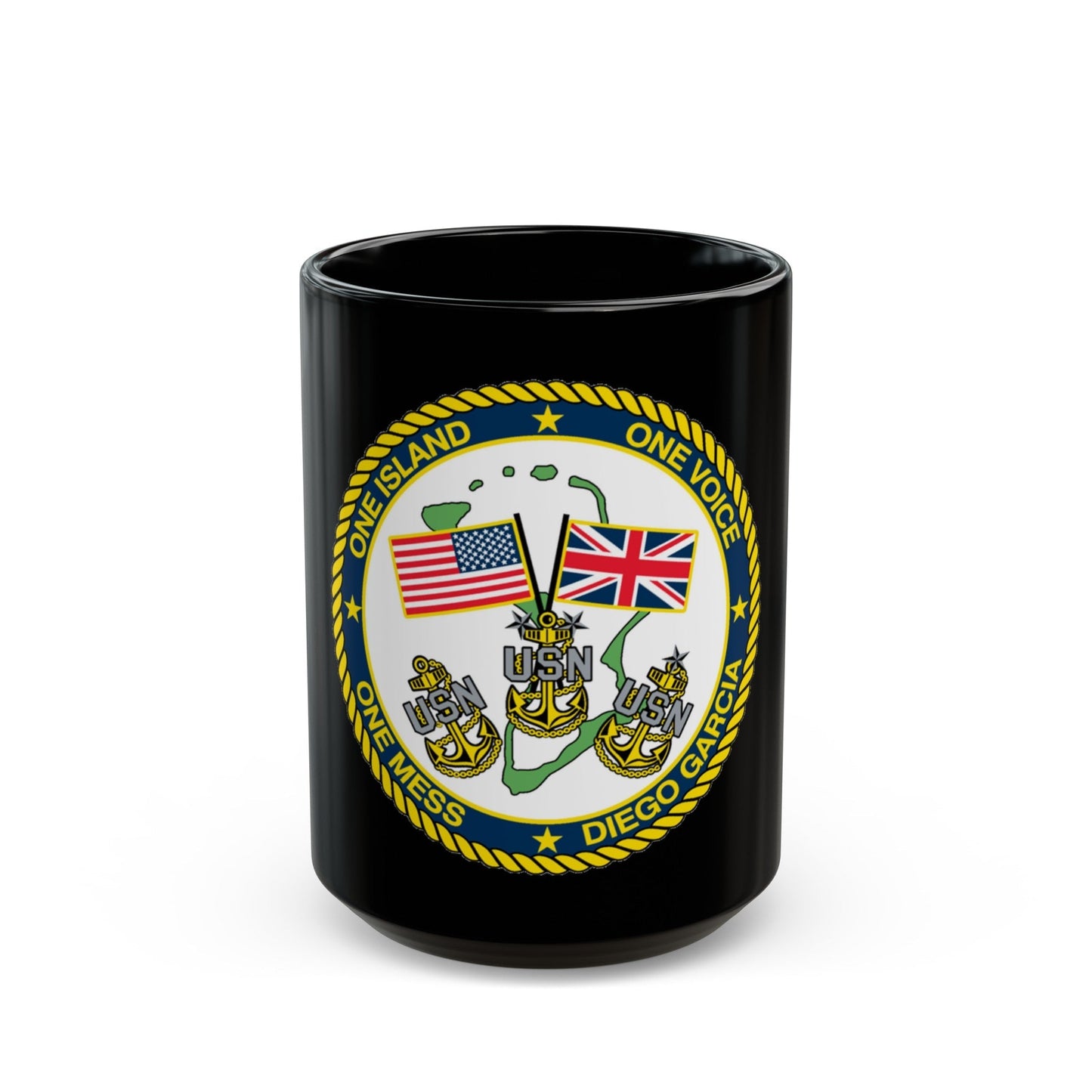 Diego Garcia One Mess (U.S. Navy) Black Coffee Mug-15oz-The Sticker Space