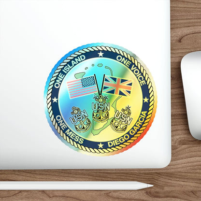 Diego Garcia One Mess (U.S. Navy) Holographic STICKER Die-Cut Vinyl Decal-The Sticker Space