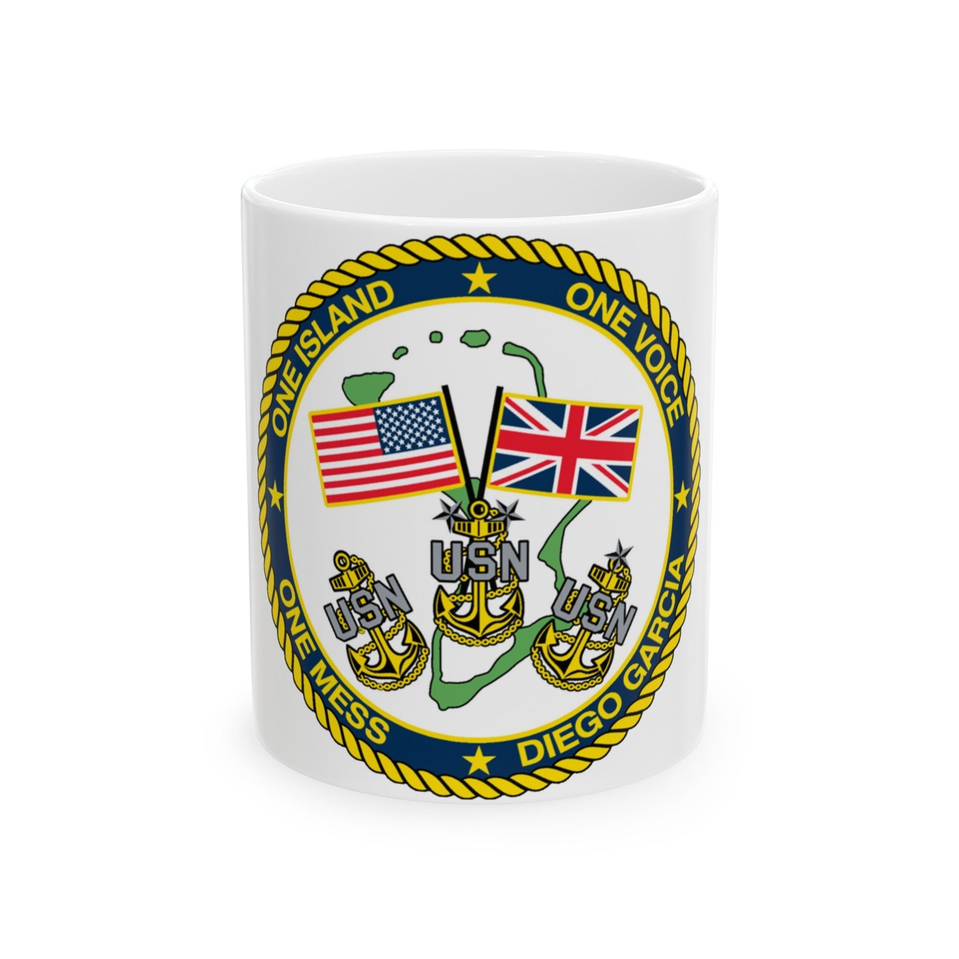 Diego Garcia One Mess (U.S. Navy) White Coffee Mug-11oz-The Sticker Space