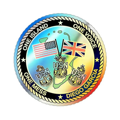 Diego Garcia One Mess (U.S. Navy) Holographic STICKER Die-Cut Vinyl Decal - The Sticker Space