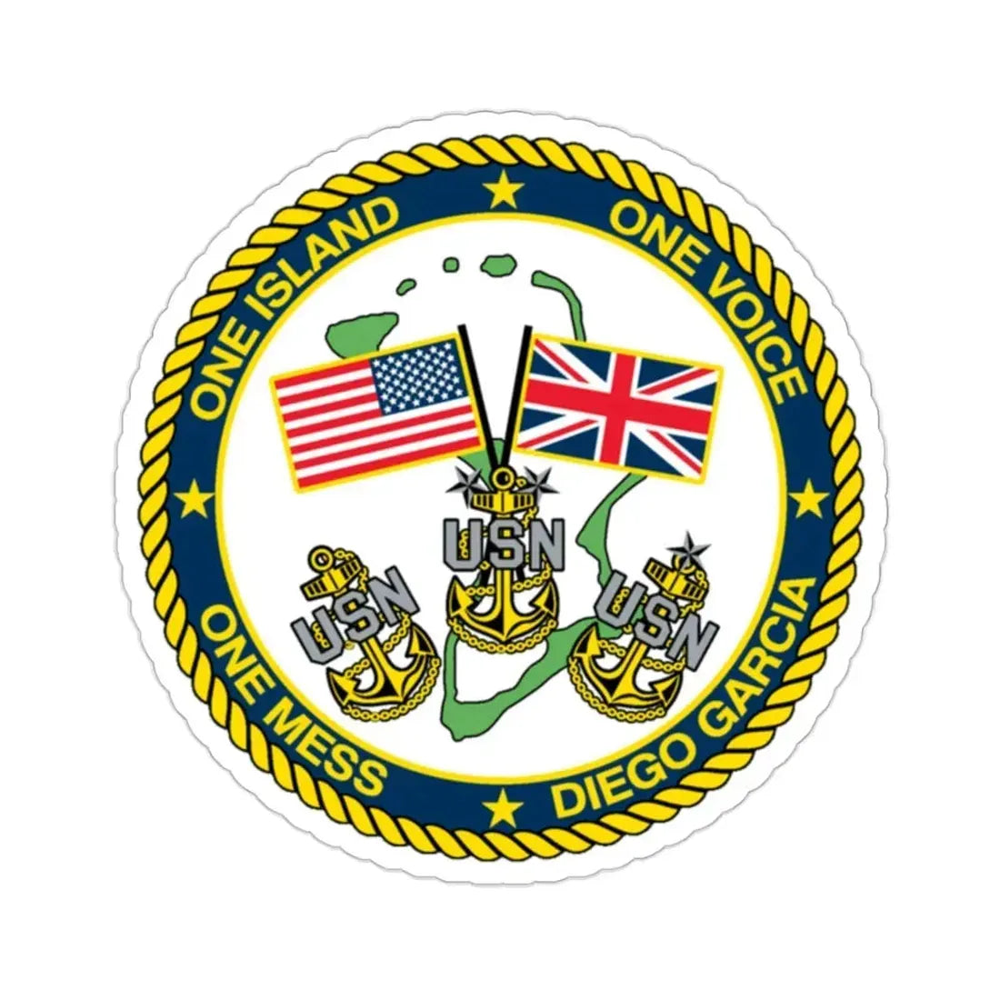 Diego Garcia One Mess (U.S. Navy) STICKER Vinyl Die-Cut Decal 2 Inch - The Sticker Space
