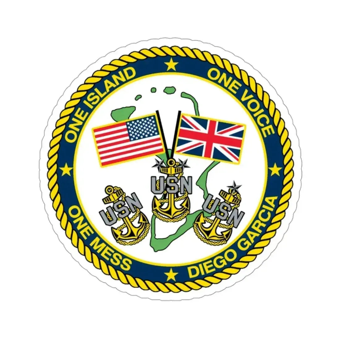 Diego Garcia One Mess (U.S. Navy) STICKER Vinyl Die-Cut Decal - The Sticker Space
