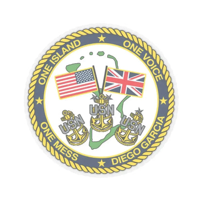 Diego Garcia One Mess (U.S. Navy) STICKER Vinyl Kiss-Cut Decal 2 Inch Transparent - The Sticker Space