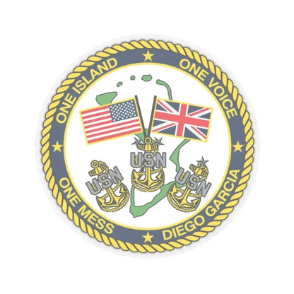 Diego Garcia One Mess (U.S. Navy) STICKER Vinyl Kiss-Cut Decal 3 Inch Transparent - The Sticker Space