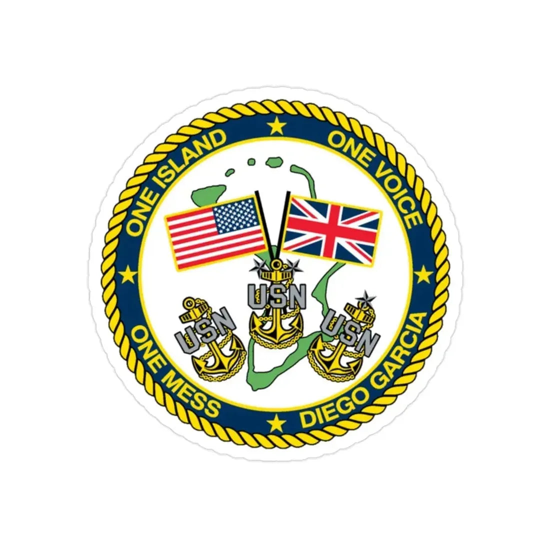 Diego Garcia One Mess (U.S. Navy) Transparent STICKER Die-Cut Vinyl Decal 2 Inch Transparent - The Sticker Space