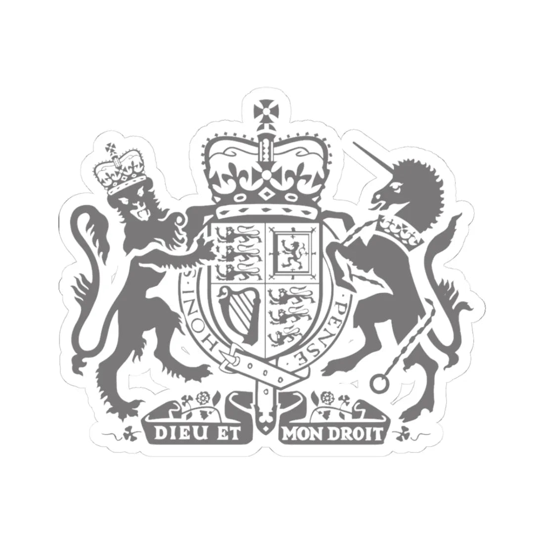 Dieu et mon droit (United Kingdom) (Coat of Arms) STICKER Vinyl Kiss-Cut Decal 3 Inch White - The Sticker Space