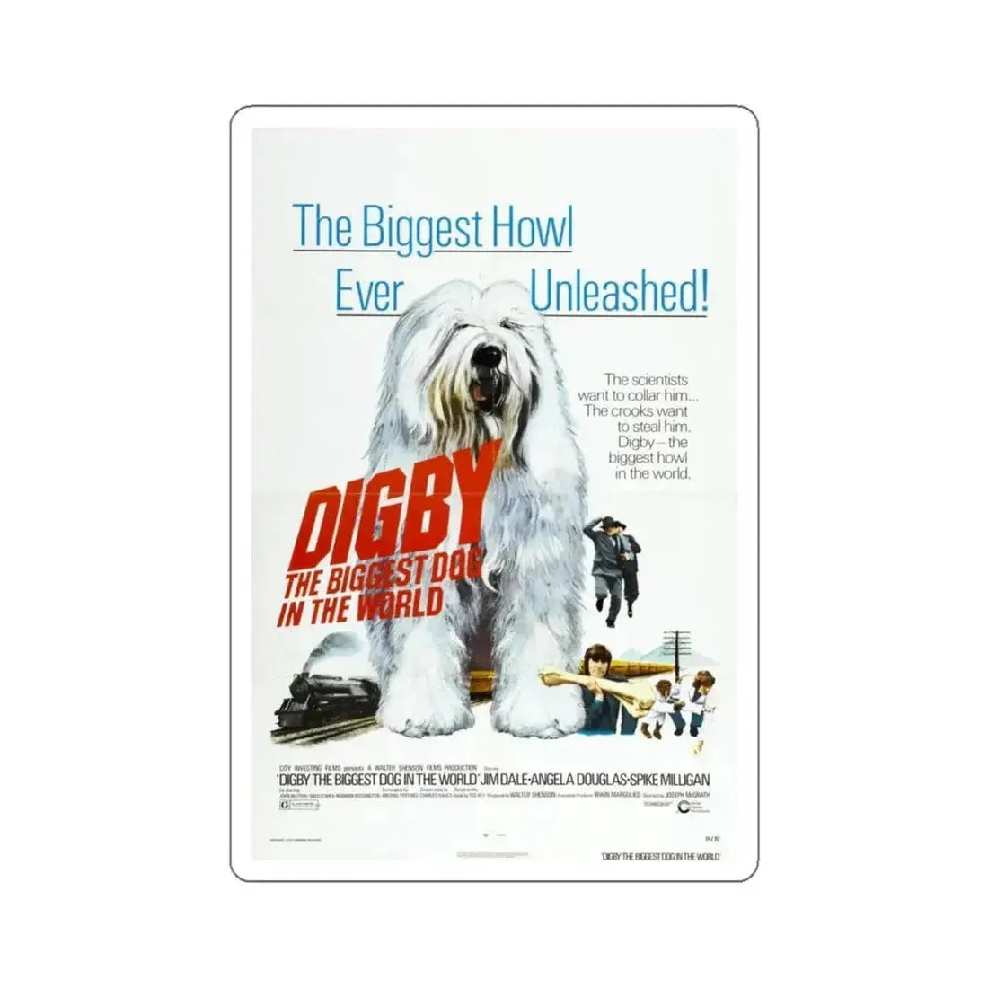 Digby the Biggest Dog in the World 1974 STICKER Vinyl Die-Cut Decal - The Sticker Space
