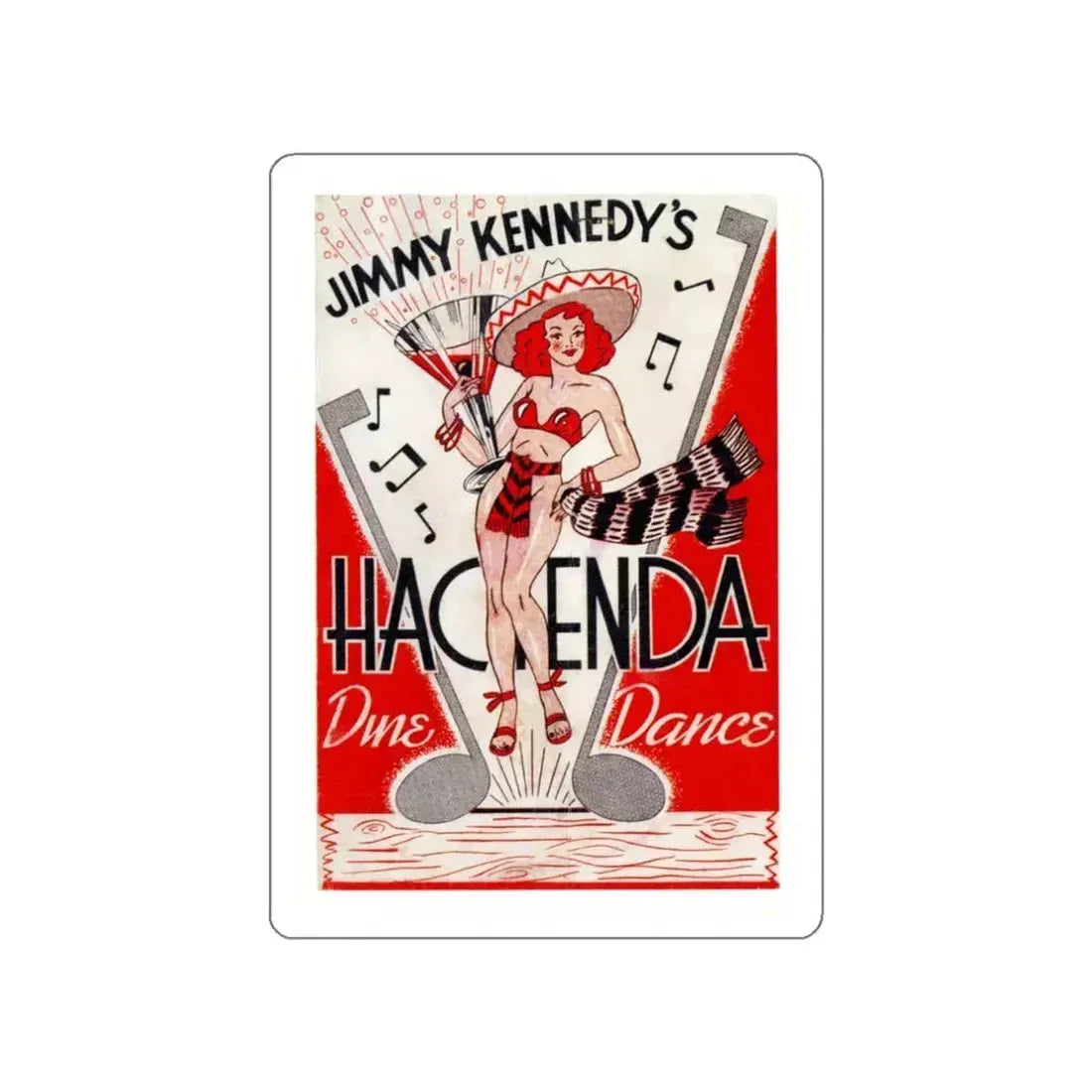 Dine 'n' Dance at the Hacienda, 1944 (Magazine Illustration) STICKER Vinyl Die-Cut Decal White Die-Cut 3 Inch - The Sticker Space