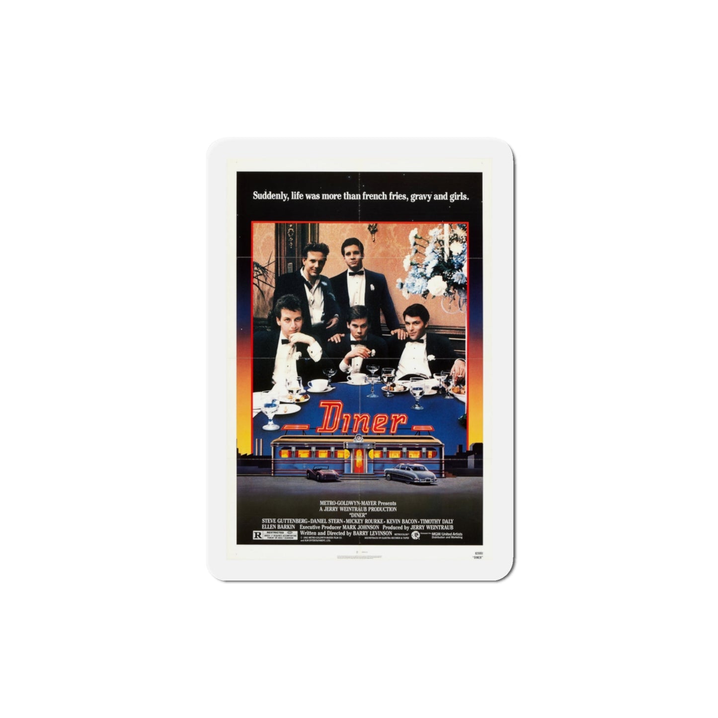 Diner 1982 Movie Poster Die-Cut Magnet-3" x 3"-The Sticker Space