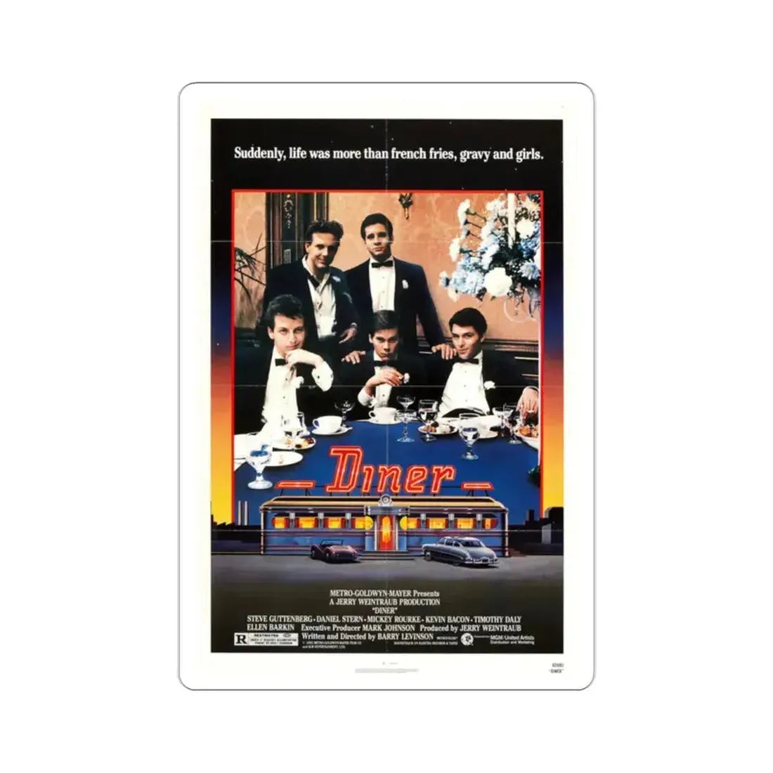 Diner 1982 Movie Poster STICKER Vinyl Die-Cut Decal 2 Inch - The Sticker Space