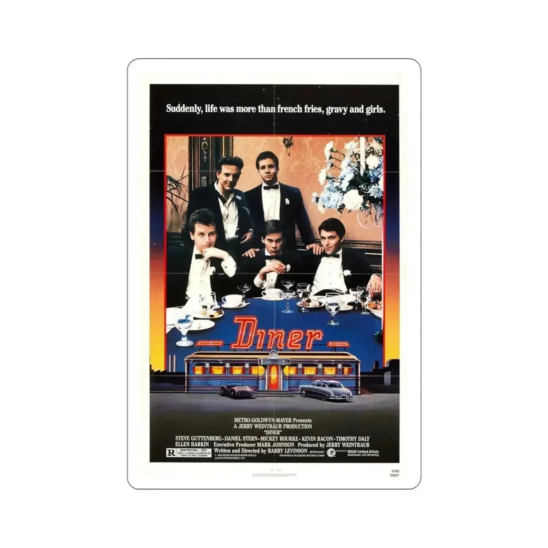 Diner 1982 Movie Poster STICKER Vinyl Die-Cut Decal - The Sticker Space