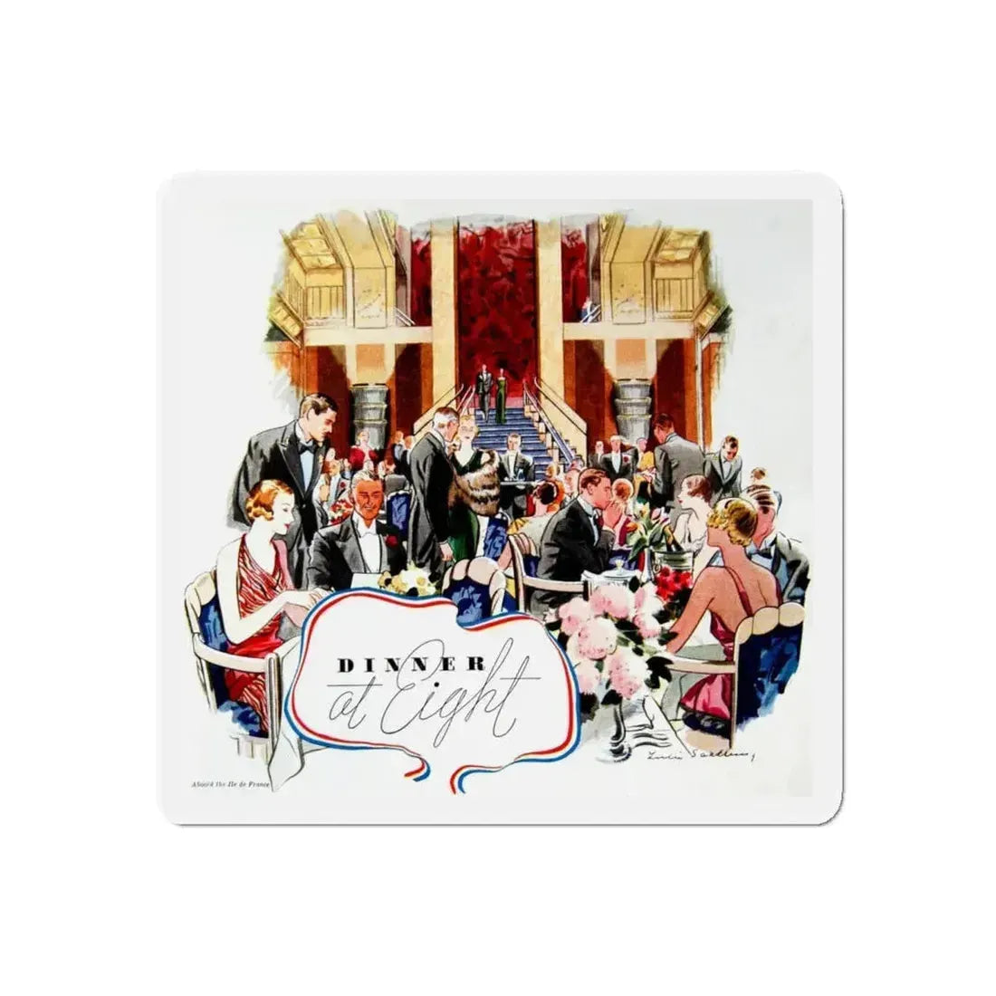 Dinner at Eight, Time Magazine, April 3, 1933 (Magazine Illustration) Refrigerator Magnet 4 Inch Die-Cut - The Sticker Space
