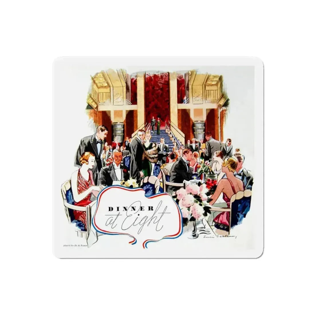 Dinner at Eight, Time Magazine, April 3, 1933 (Magazine Illustration) Refrigerator Magnet 6 Inch Die-Cut - The Sticker Space