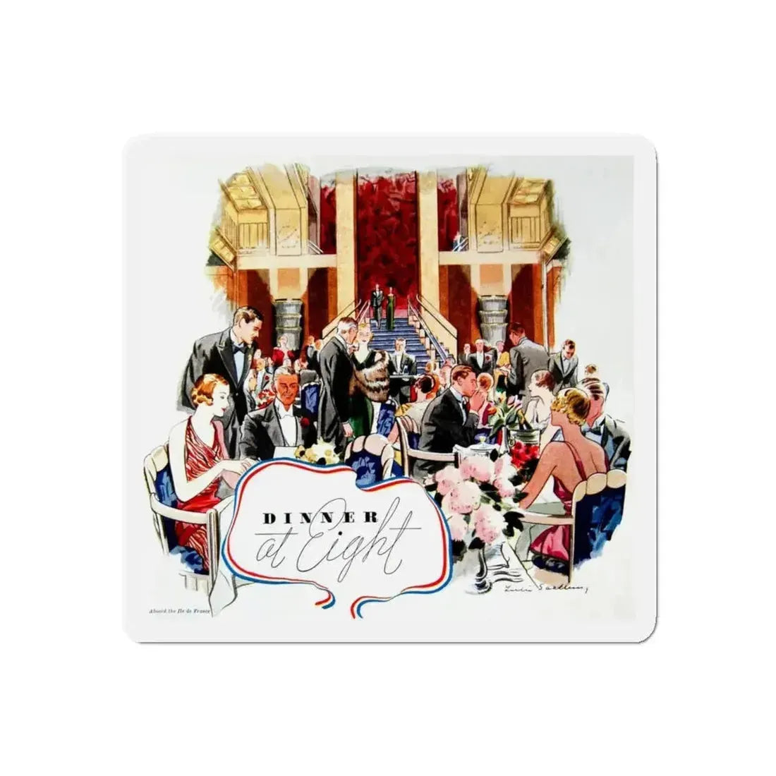 Dinner at Eight, Time Magazine, April 3, 1933 (Magazine Illustration) Refrigerator Magnet - The Sticker Space