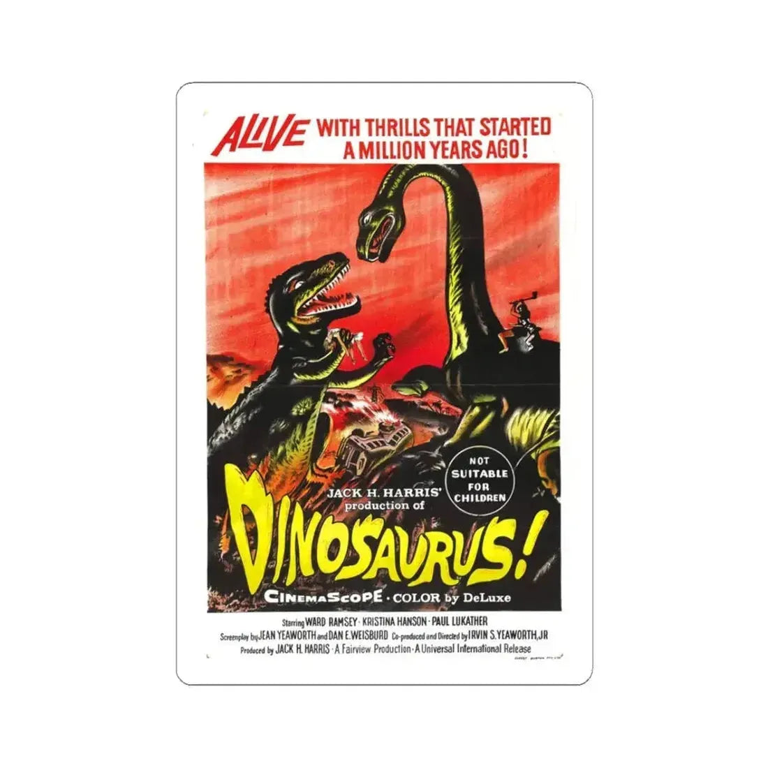 DINOSAURUS (2) 1960 Movie Poster - STICKER Vinyl Kiss-Cut Decal 3 Inch White - The Sticker Space