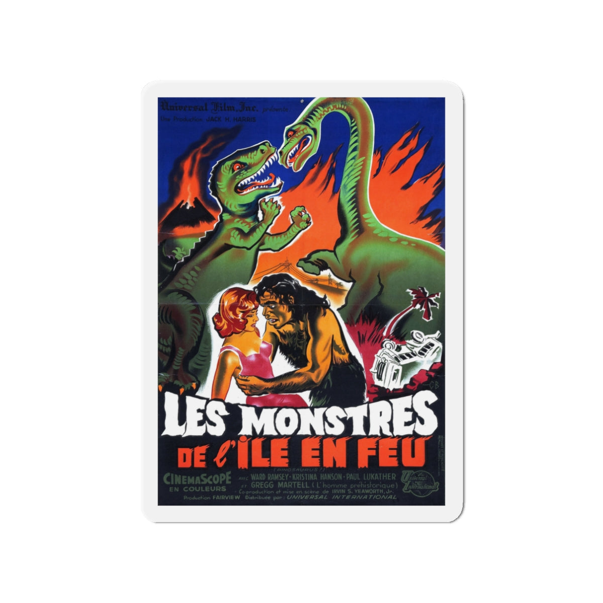 DINOSAURUS (FRENCH 2) 1960 Movie Poster - Die-Cut Magnet-3" x 3"-The Sticker Space