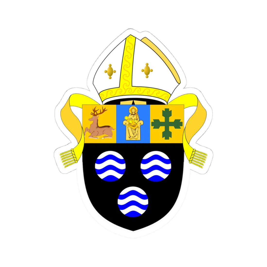 Diocese of Southwell and Nottingham arms (England) (Coat of Arms) STICKER Vinyl Kiss-Cut Decal 4 Inch White - The Sticker Space
