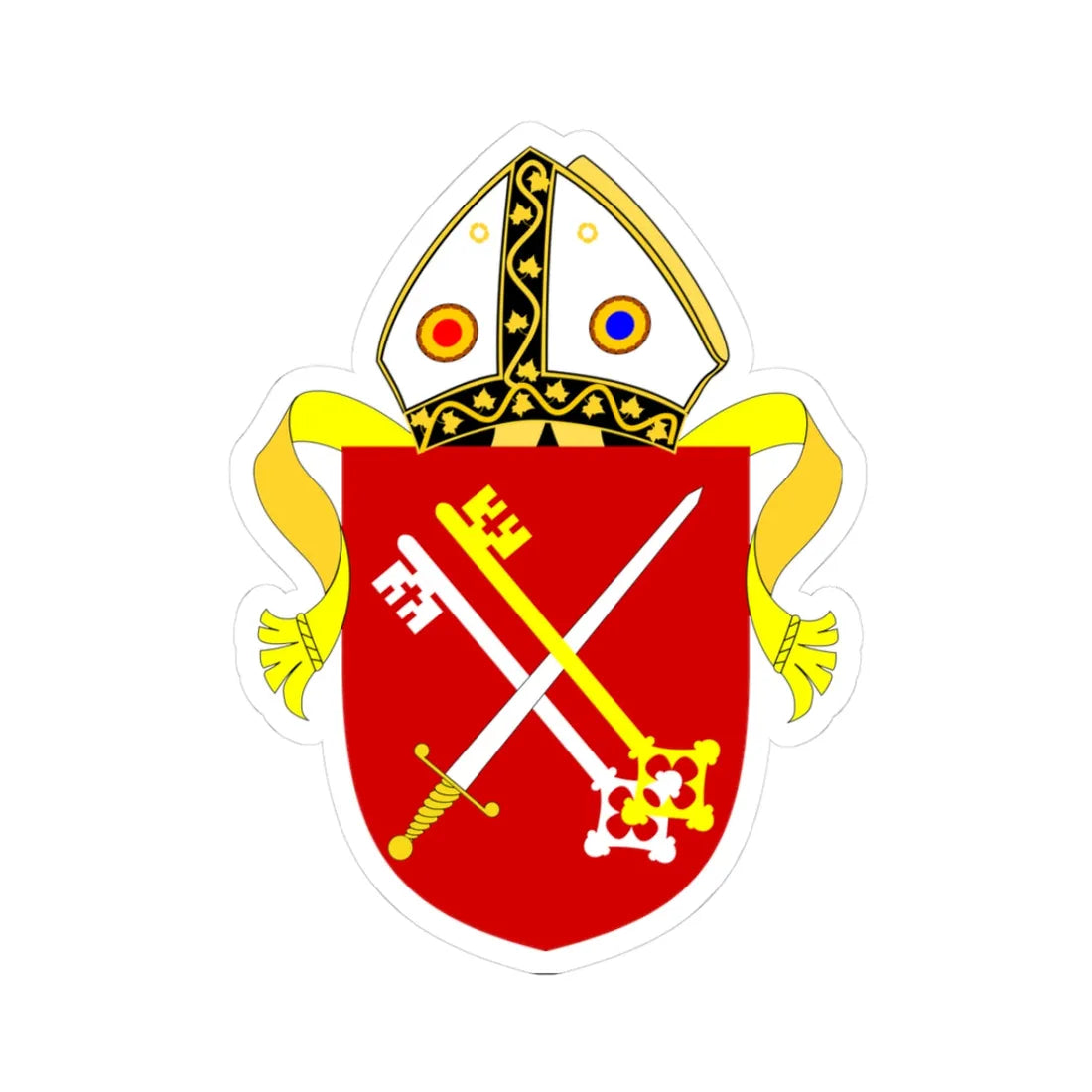 Diocese of Winchester arms (England) (Coat of Arms) STICKER Vinyl Kiss-Cut Decal 3 Inch White - The Sticker Space
