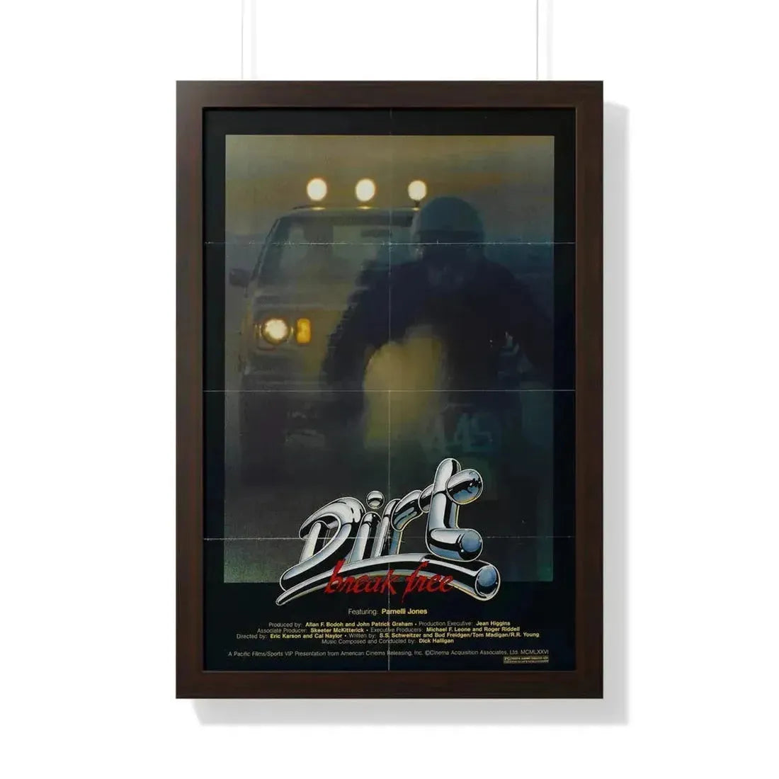DIRT BREAK FREE 1979 - Framed Movie Poster 20" x 30" Walnut - The Sticker Space